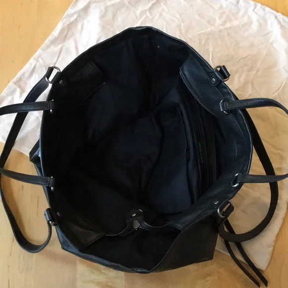 REBECCA MINKOFF | Large Black Leather Tote / Weekender Bag - Picture 13 of 16